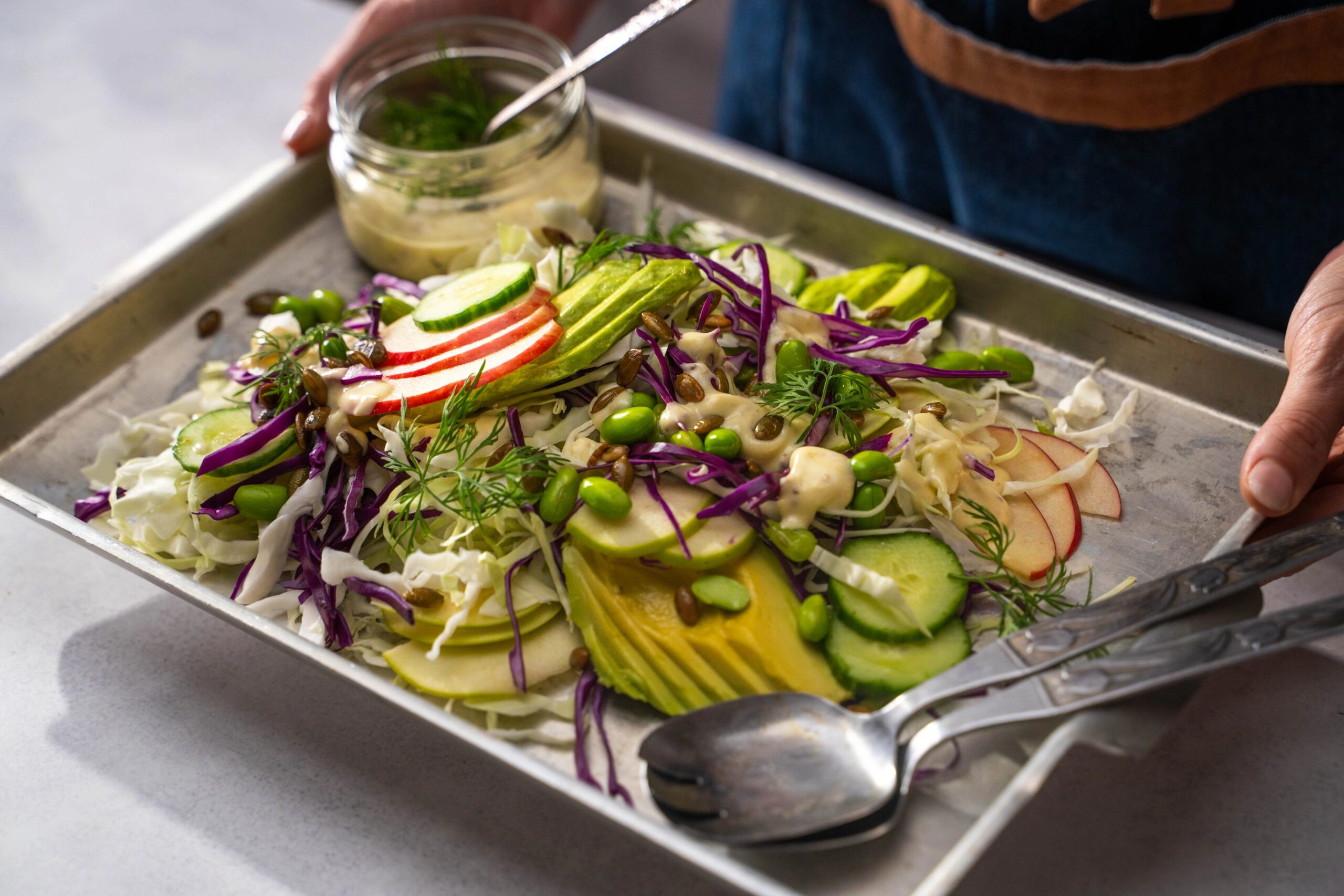 Apple and cabbage salad in a bowl