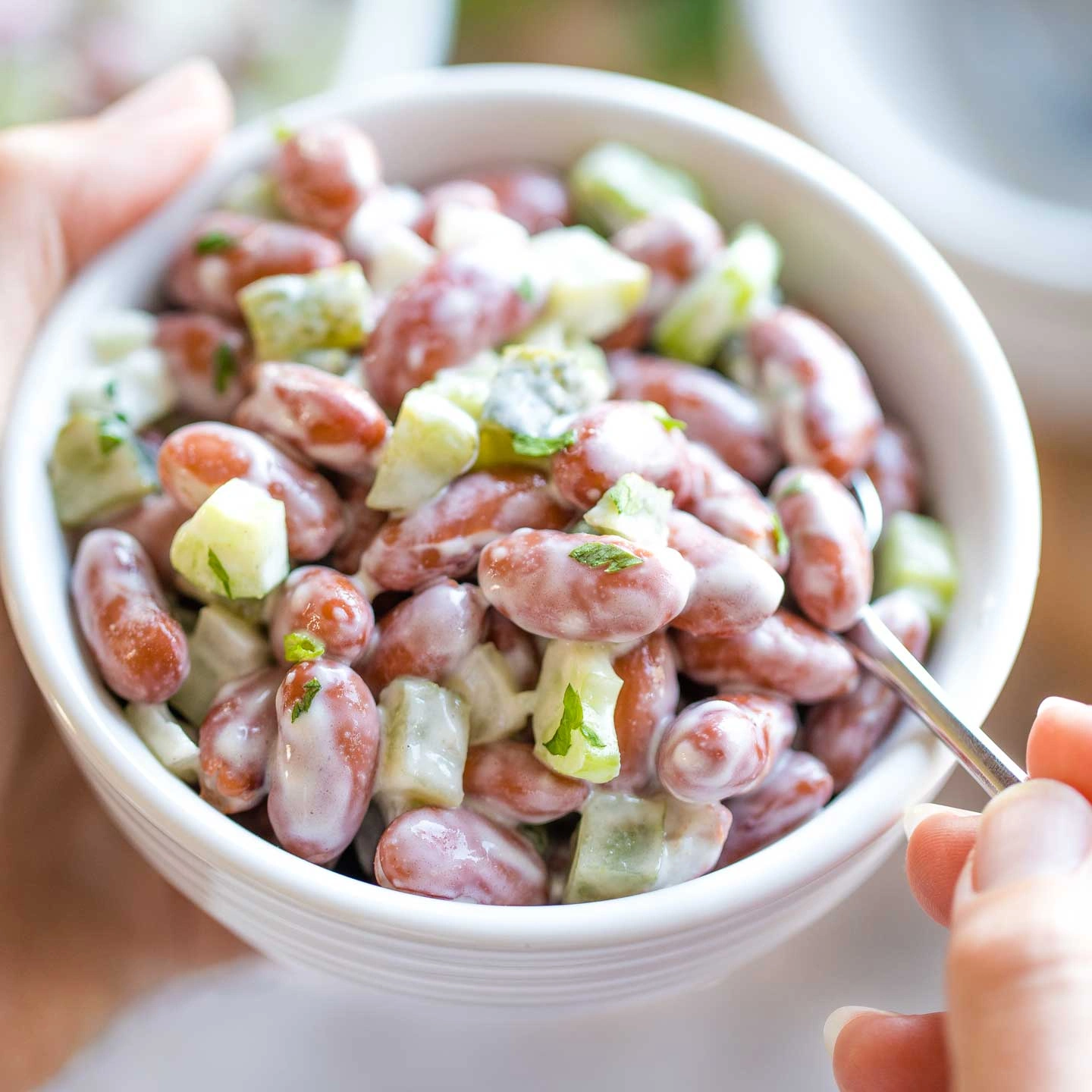 Bowl of kidney beans salad