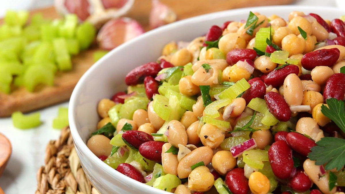 Bowl of three beans salad