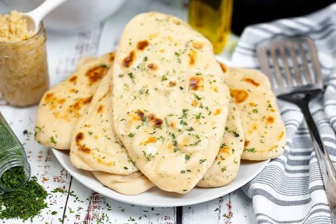Garlic naan bread fresh from the tandoor