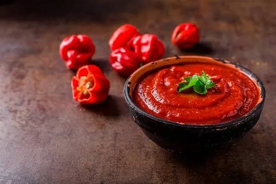 Small bowl of chilli sauce