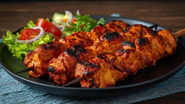 Grilled chicken kebab skewers