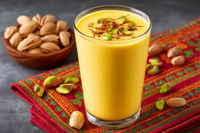 Glass of mango lassi