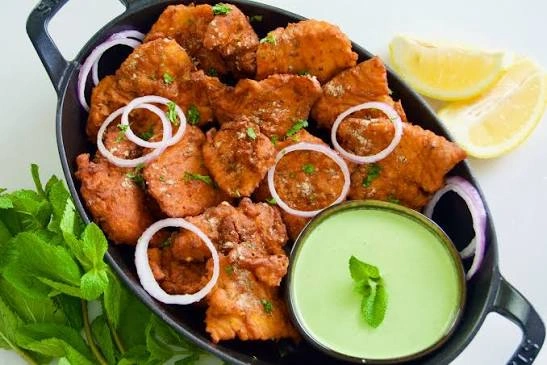 Golden fried fish pakora
