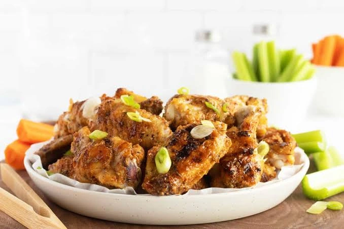 Plate of crispy chicken wings