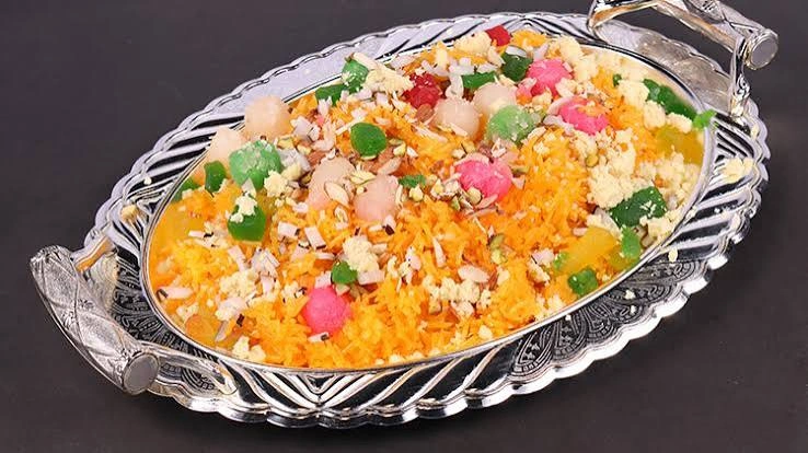 Plate of zarda sweet rice